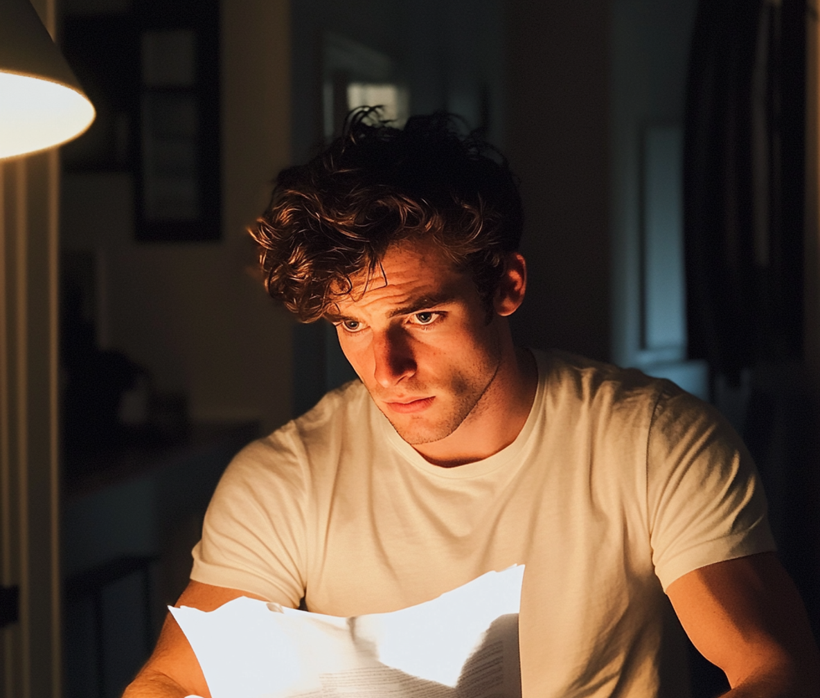 Mężczyzna trzymający kartkę papieru | Źródło: Midjourney