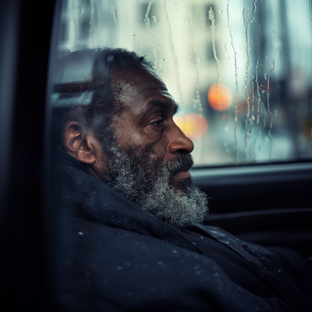 Ein ernster Mann in einem Auto | Quelle: Midjourney