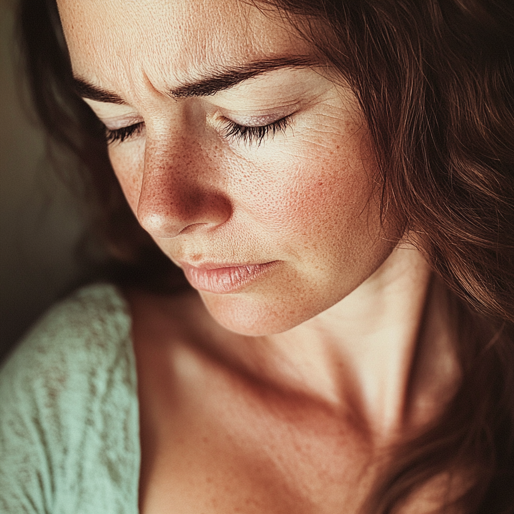 A close-up of a woman with her eyes closed | Source: Midjourney