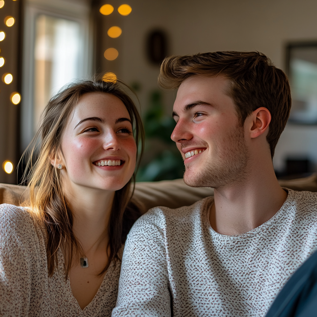 Ein glückliches Paar in seinem neuen Zuhause | Quelle: Midjourney