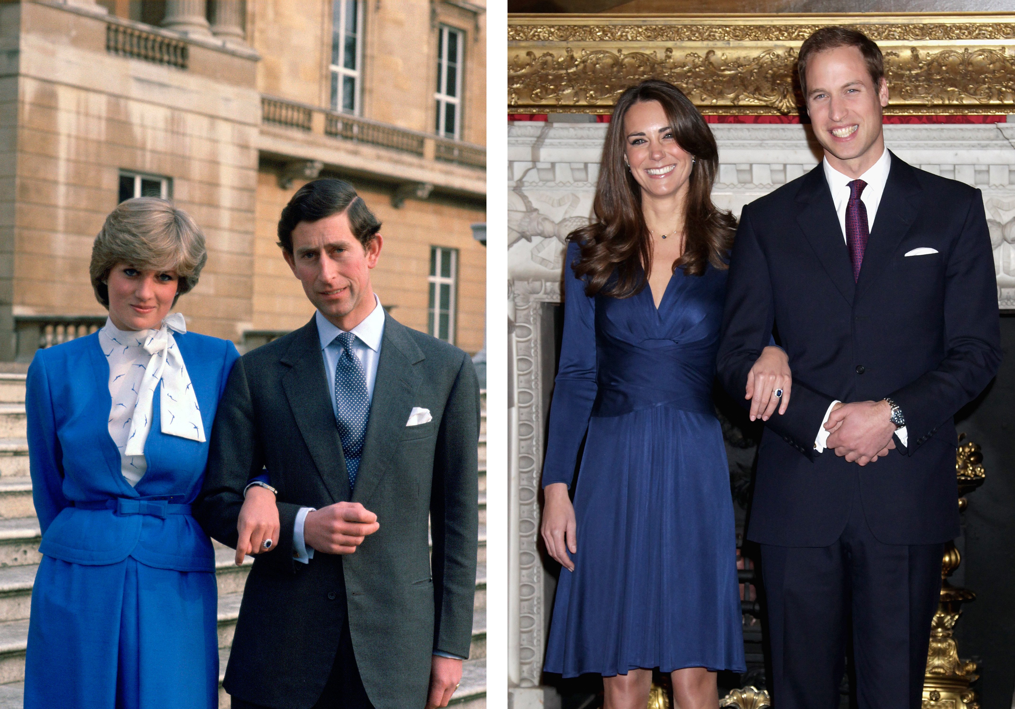 Foto zum Vergleich der Verlobungsanzeigen von Prinz Charles mit Prinzessin Diana und Prinz William mit Kate Middleton | Quelle: Getty Images