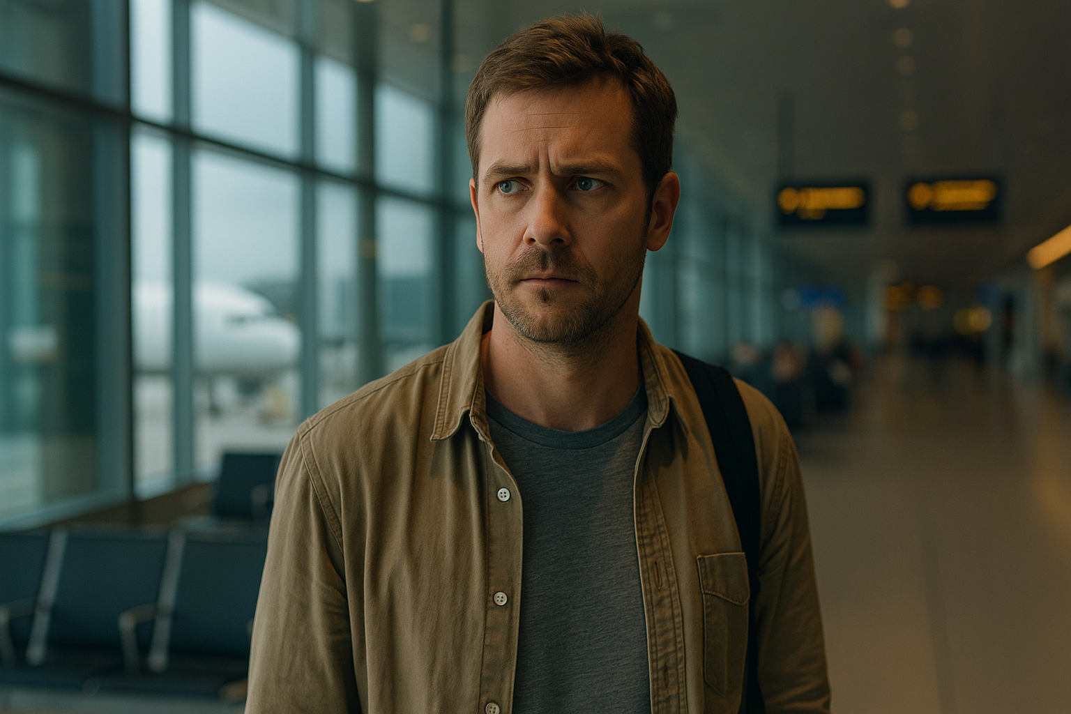 Ein Mann in einem Flughafen | Quelle: Sora