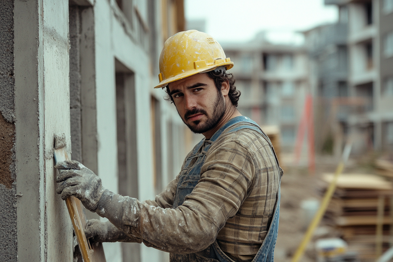 Ein Mann arbeitet auf einer Baustelle | Quelle: Midjourney