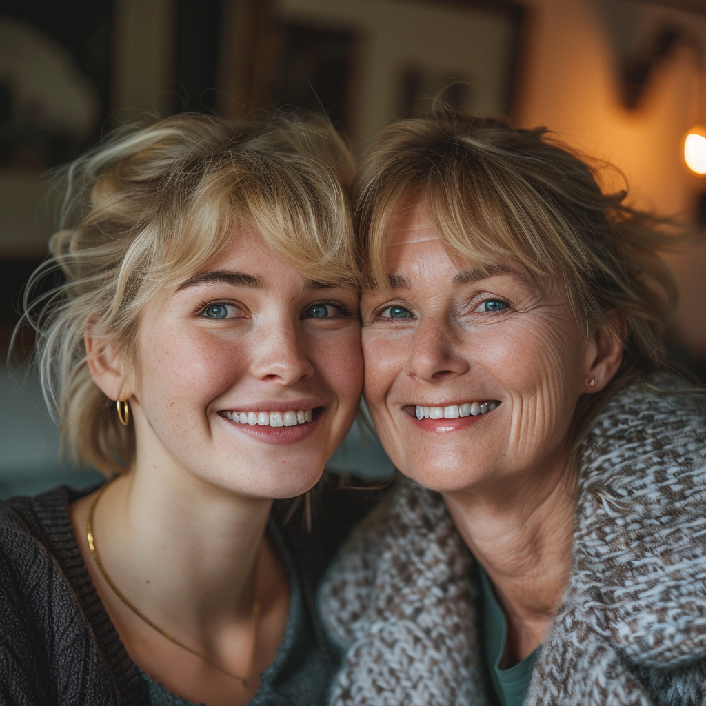 Ein lächelndes Mutter-Tochter-Duo | Quelle: Midjourney