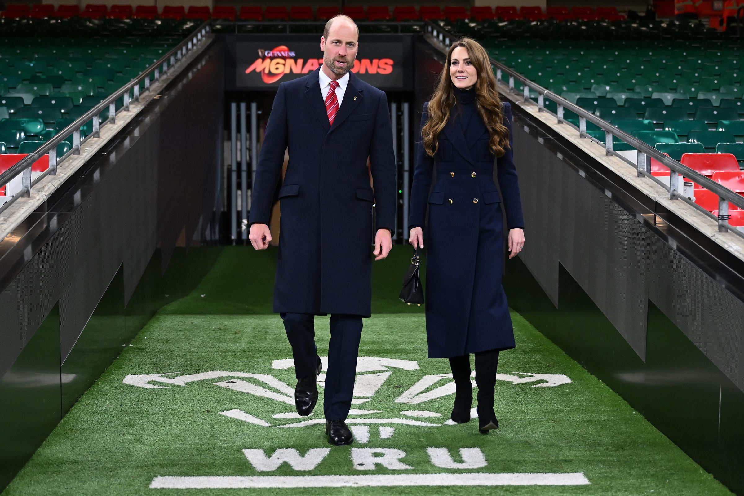 Prinz William und Prinzessin Catherine im Principality Stadium nach dem Six Nations-Spiel 2025 zwischen Wales und England in Cardiff, Wales, am 15. März 2025. | Quelle: Getty Images