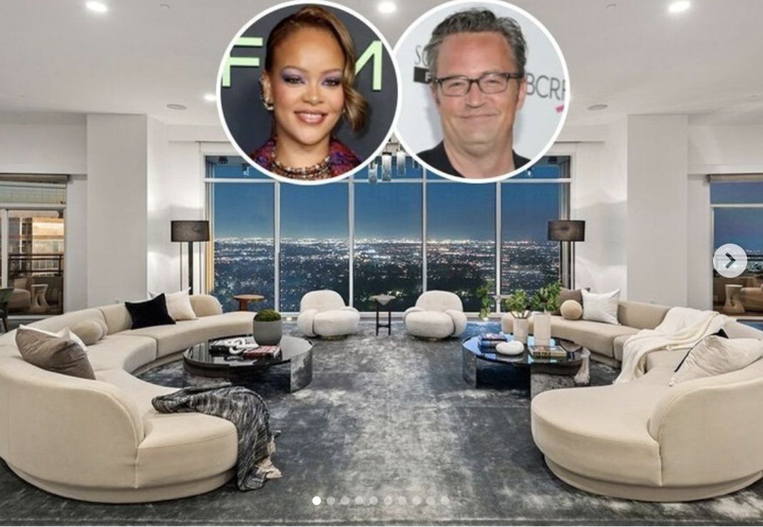 Das Wohnzimmer in Rihannas Century City-Penthouse, das früher Matthew Perry gehörte, veröffentlicht im März 2024 | Quelle: instagram/robbreportrealestate