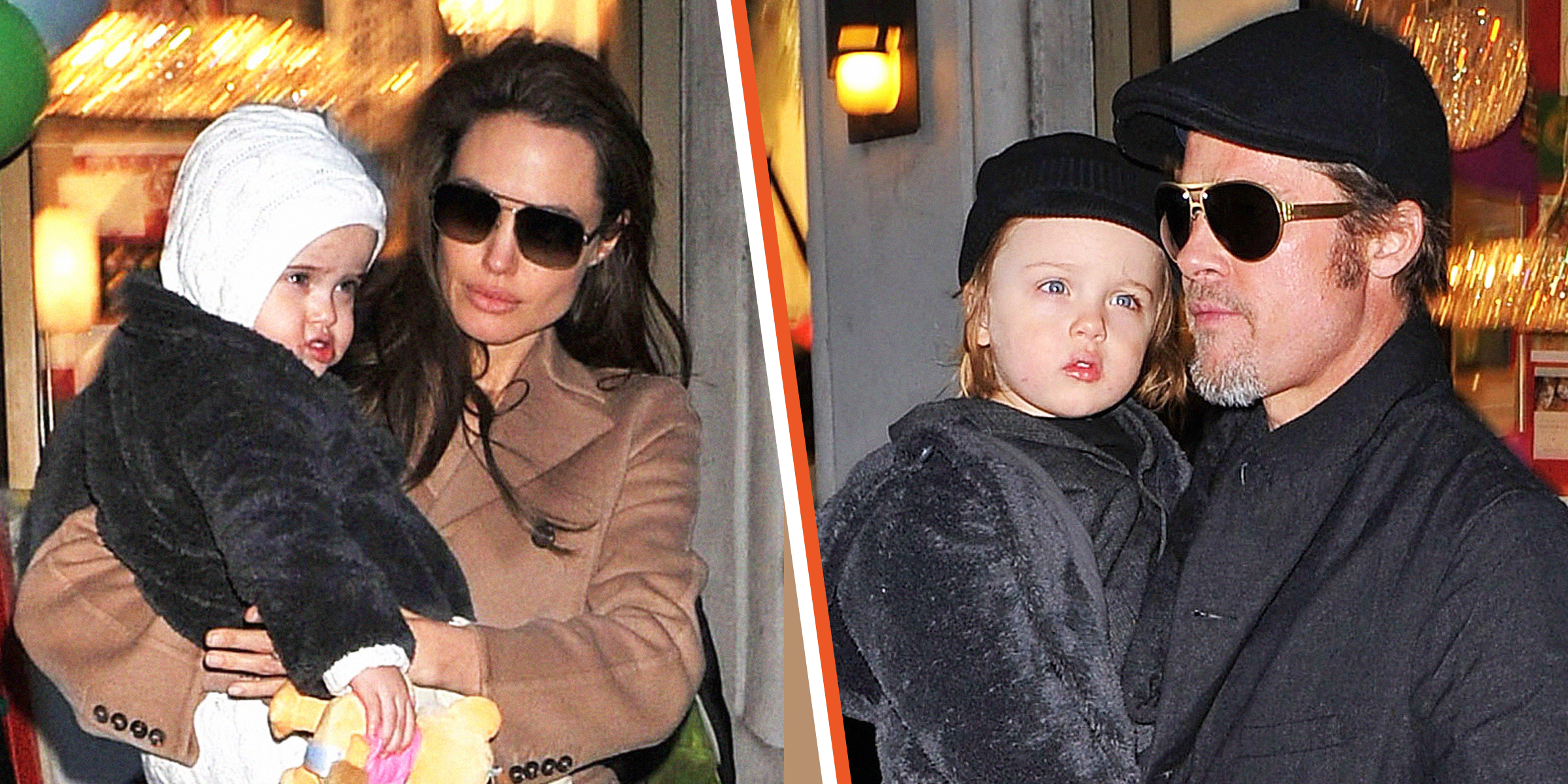 Angelina Jolie mit Vivienne Jolie-Pitt | Brad Pitt mit Vivienne Jolie-Pitt | Quelle: Getty Images