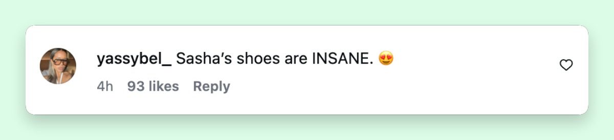 Die Internetnutzer waren total begeistert von Sasha Obamas Schuhen. Hier ist ein Kommentar vom 18. Juni 2026 | Quelle: Instagram/Vogue Magazine