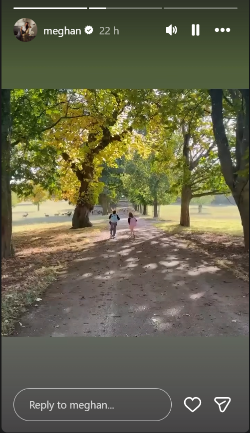 Meghans neues Video zeigte Archie und Lilibet bei einem Spaziergang auf dem Land, wobei in der Nähe Rehe zu sehen waren. Einige Zuschauer stellten jedoch die Sicherheit des Ausflugs und die Umgebung der Kinder in Frage. | Quelle: Instagram Story/meghan