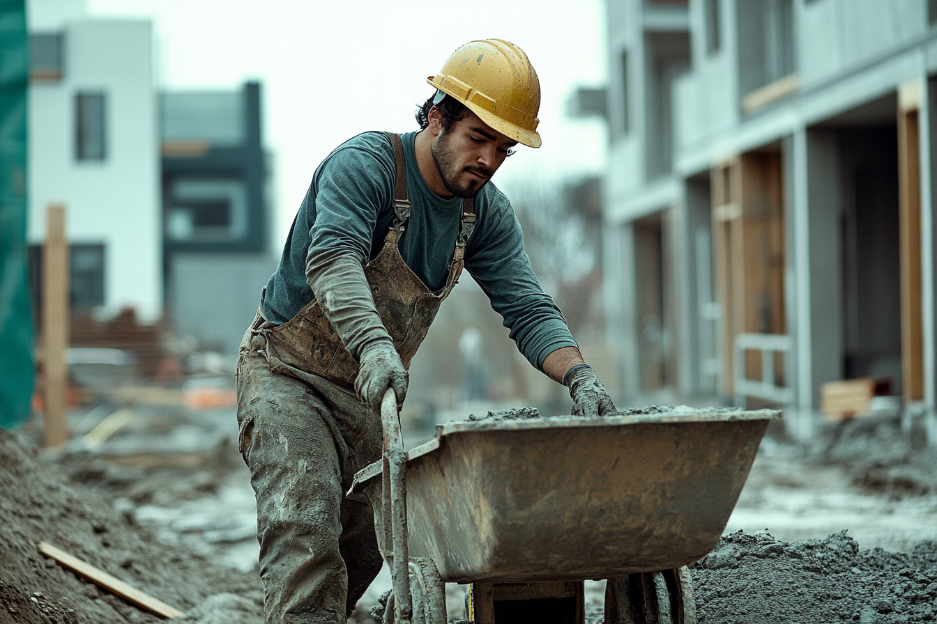 Ein Mann arbeitet auf einer Baustelle | Quelle: Midjourney