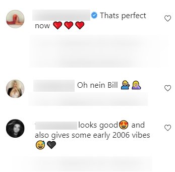 Die Kommentare unter Bill Kaulitz' Instagram-Beitrag. I Quelle: instagram.com/billkaulitz