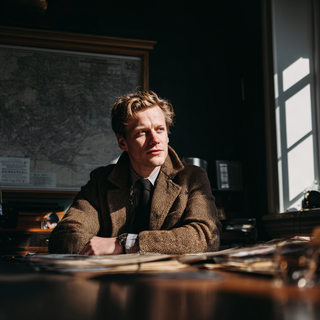 Ein Mann sitzt an seinem Schreibtisch | Quelle: Midjourney