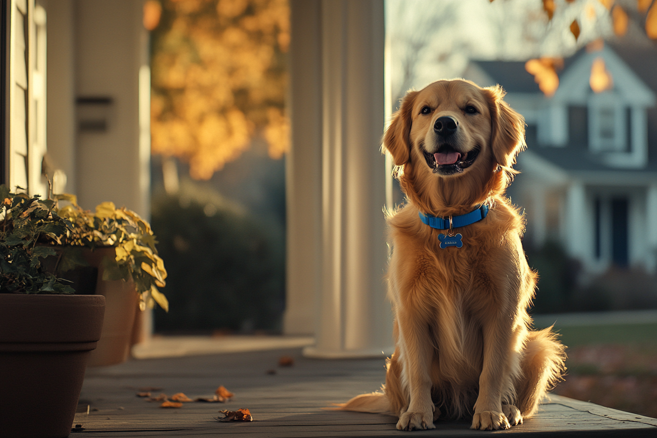 Ein Hund mit einem blauen Halsband | Quelle: Midjourney