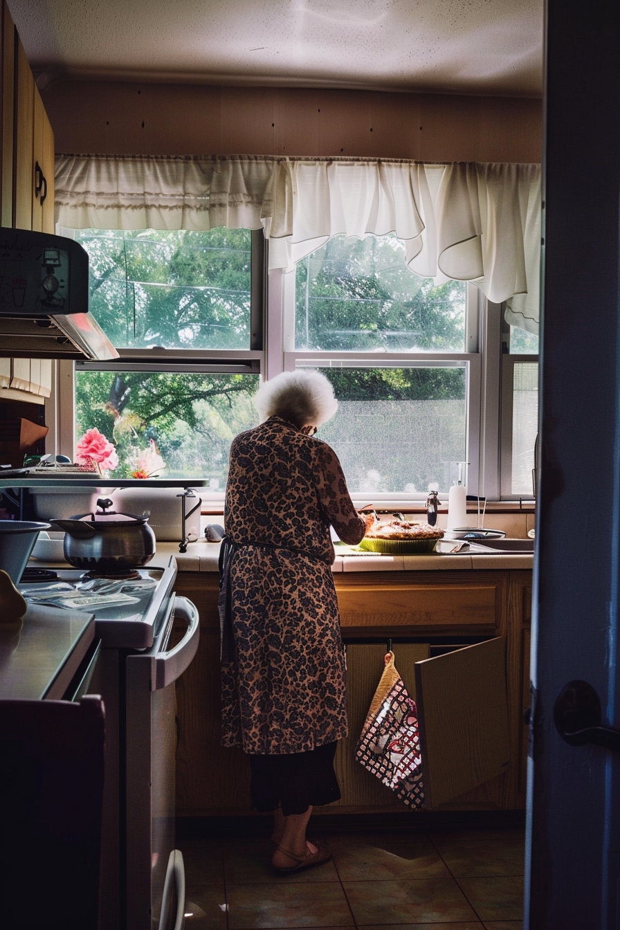 Ältere Dame in einer Küche | Quelle: Midjourney