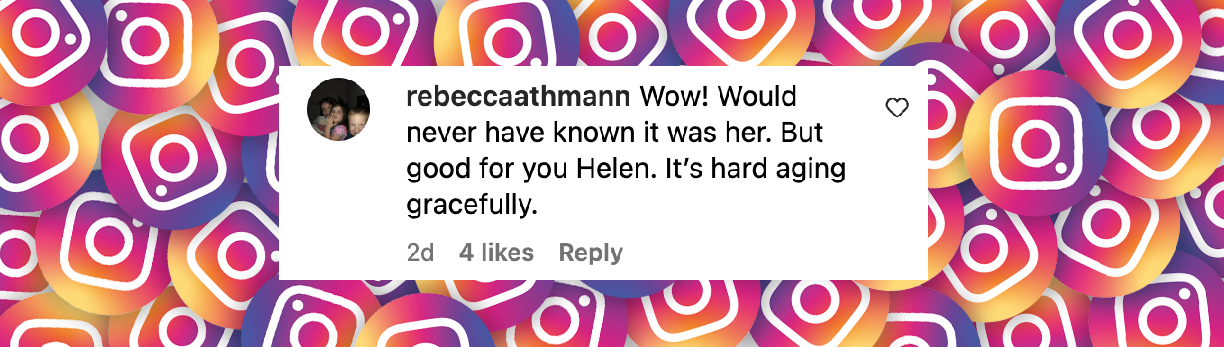 Ein Fan-Kommentar vom 18. März 2025 | Quelle: Instagram/helenhunt