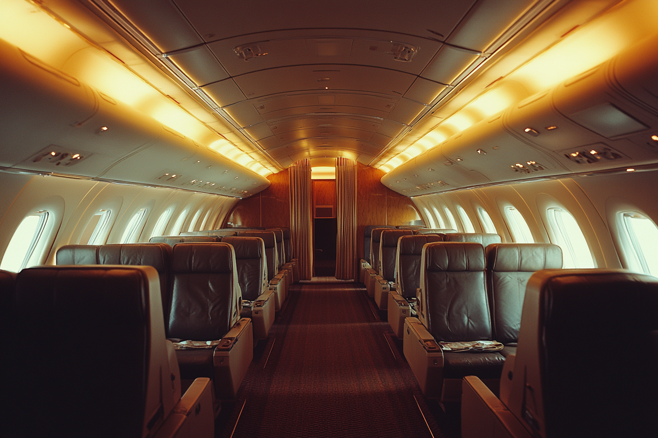 Geräumiger Innenraum der Business Class. | Quelle: Midjourney