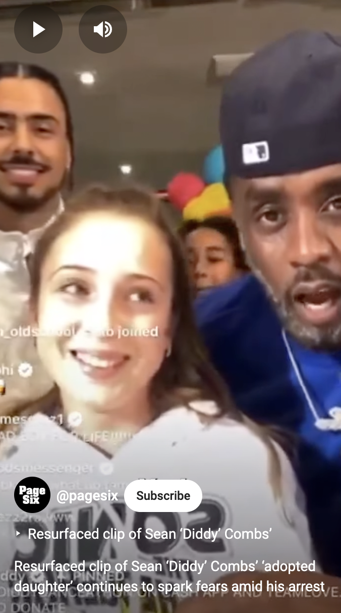 Ava Baroni und Sean Combs in einem wiederaufgetauchten Posting vom 24. September 2024 | Quelle: YouTube/Page Six