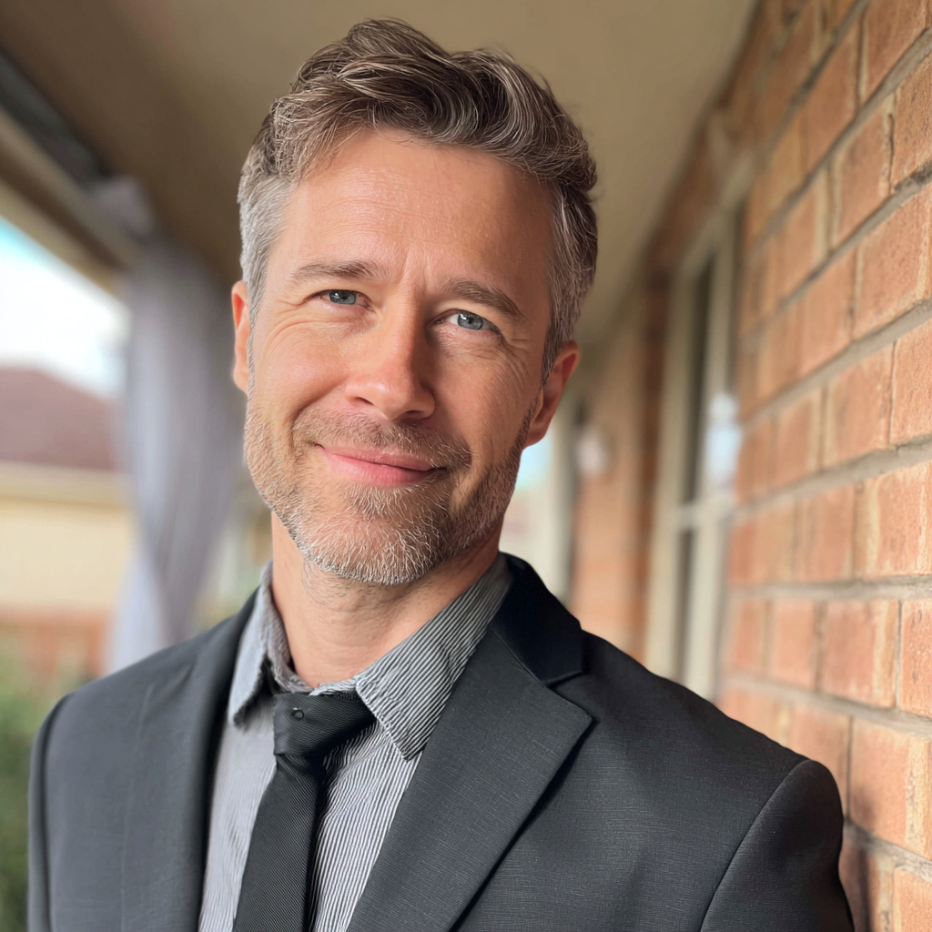 Uśmiechnięty mężczyzna w garniturze | Źródło: Midjourney