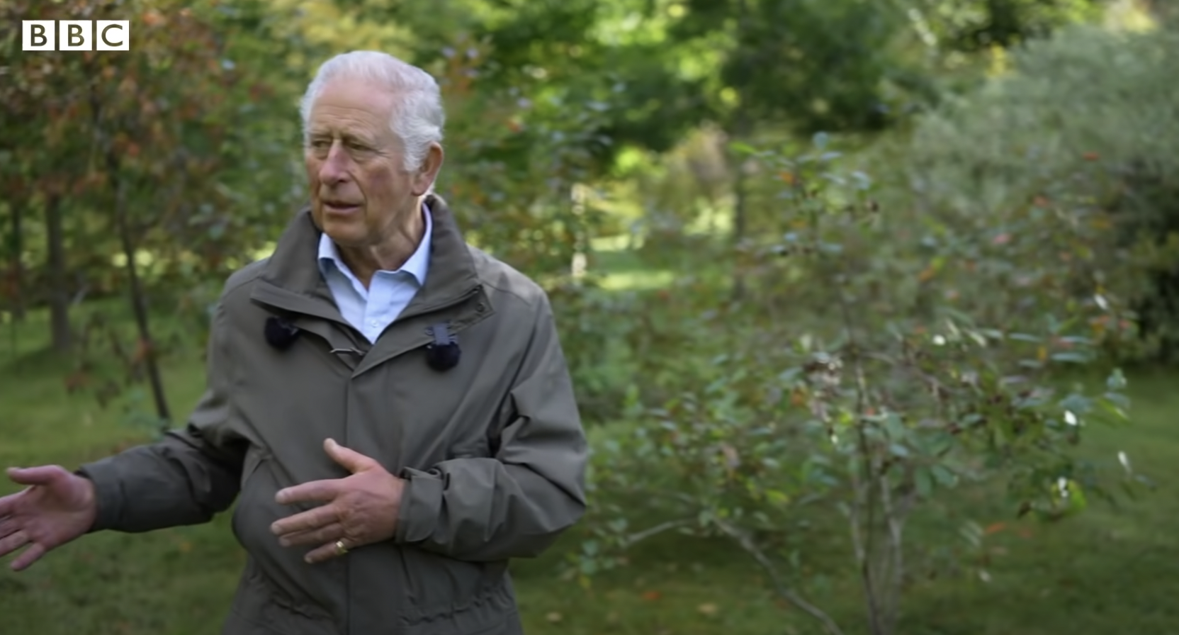 König Charles III. bei einem Interview im Garten von Balmoral Estate, datiert 2022 | Quelle: YouTube/BBC News