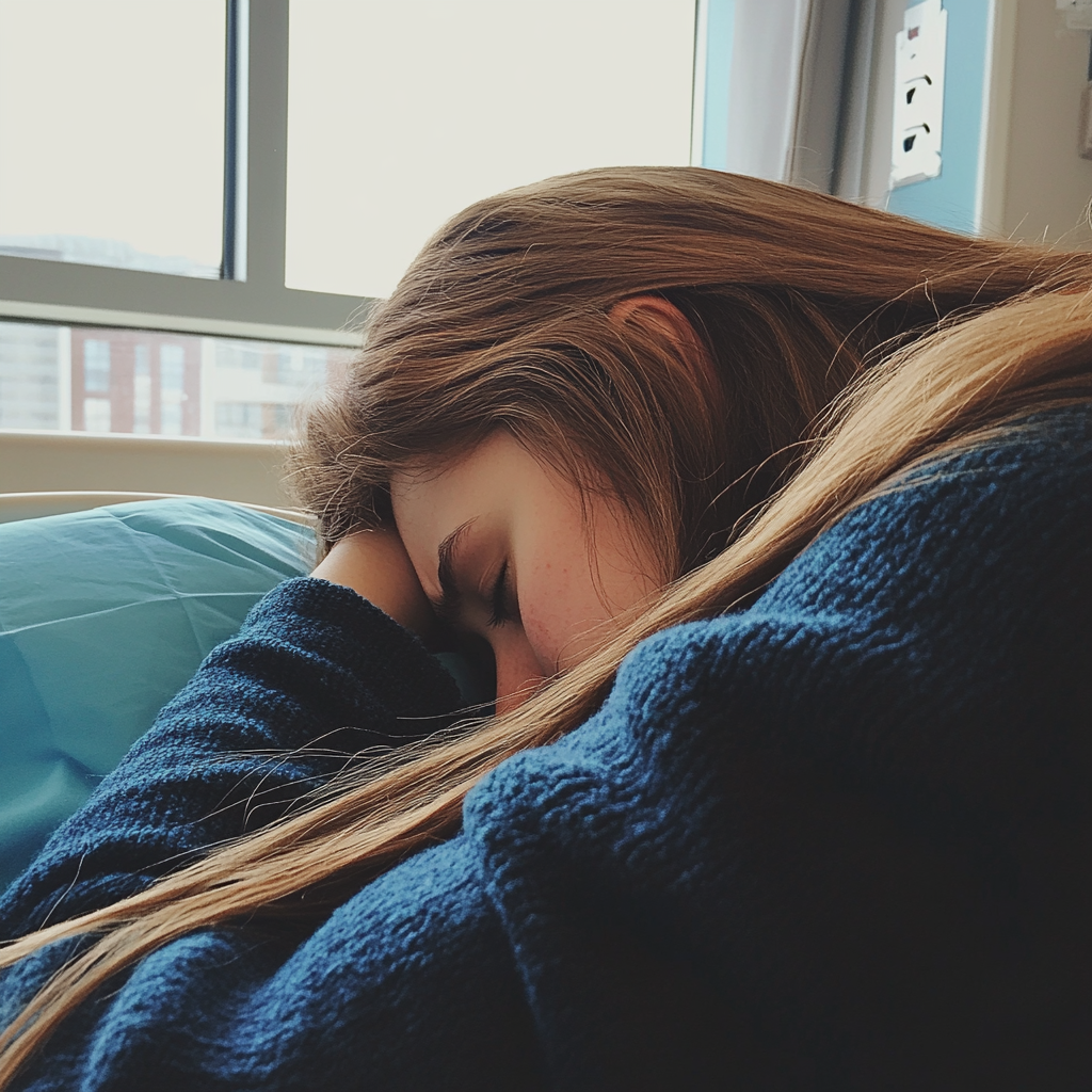Eine Nahaufnahme einer emotionalen jungen Frau | Quelle: Midjourney