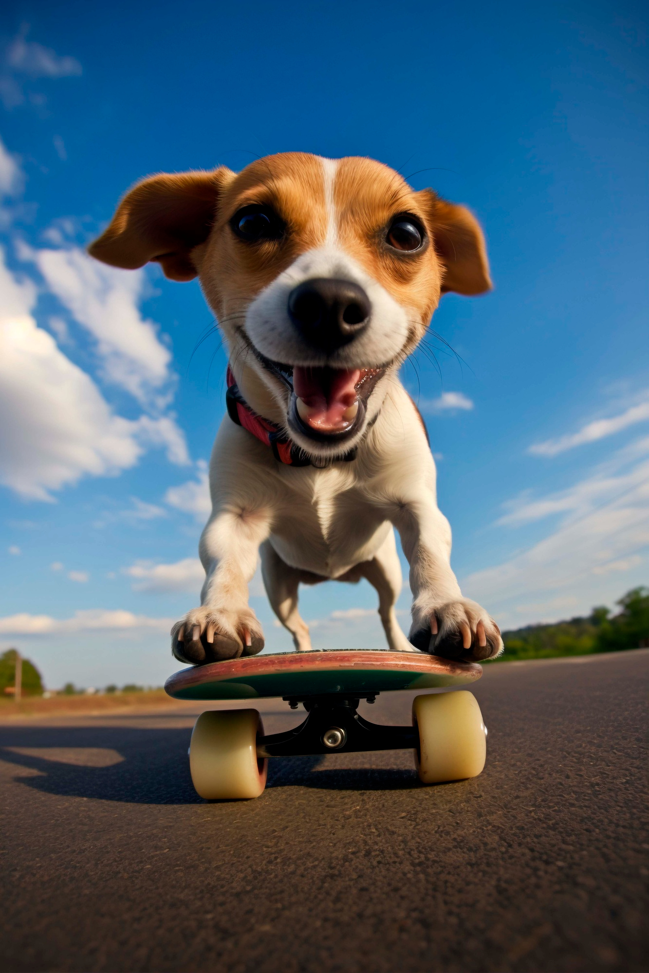 Eine Nahaufnahme eines Hundes auf einem Skateboard | Quelle: Freepik