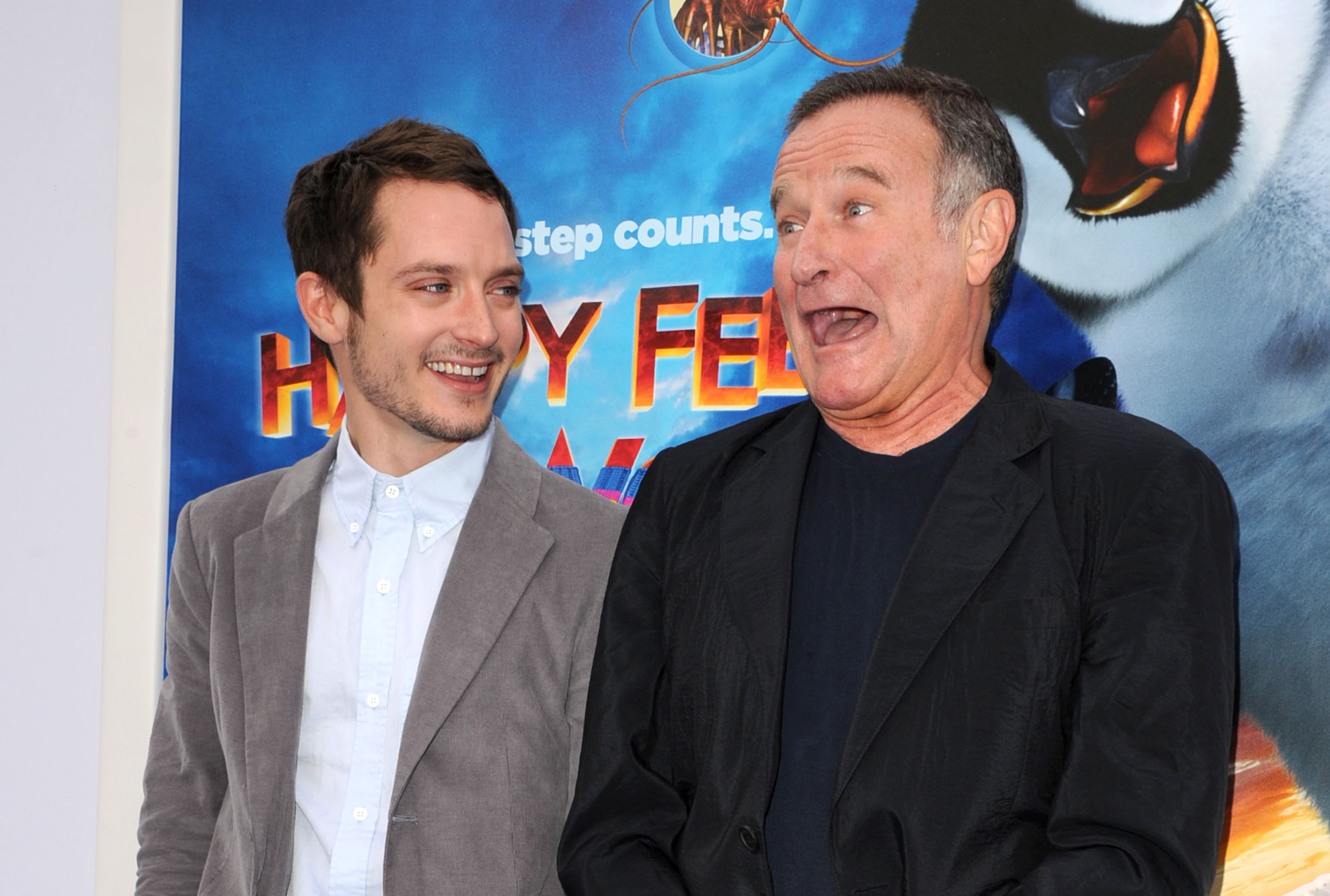 Elijah Wood und Robin Williams bei der Premiere von "Happy Feet Two" am 13. November 2011 in Hollywood, Kalifornien. | Quelle: Getty Images