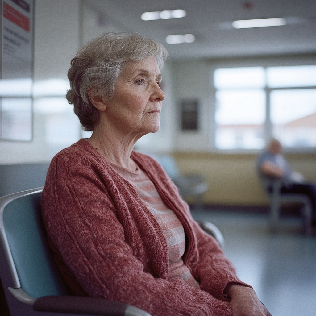 Eine Frau mittleren Alters in einem Krankenhaus | Quelle: Midjourney