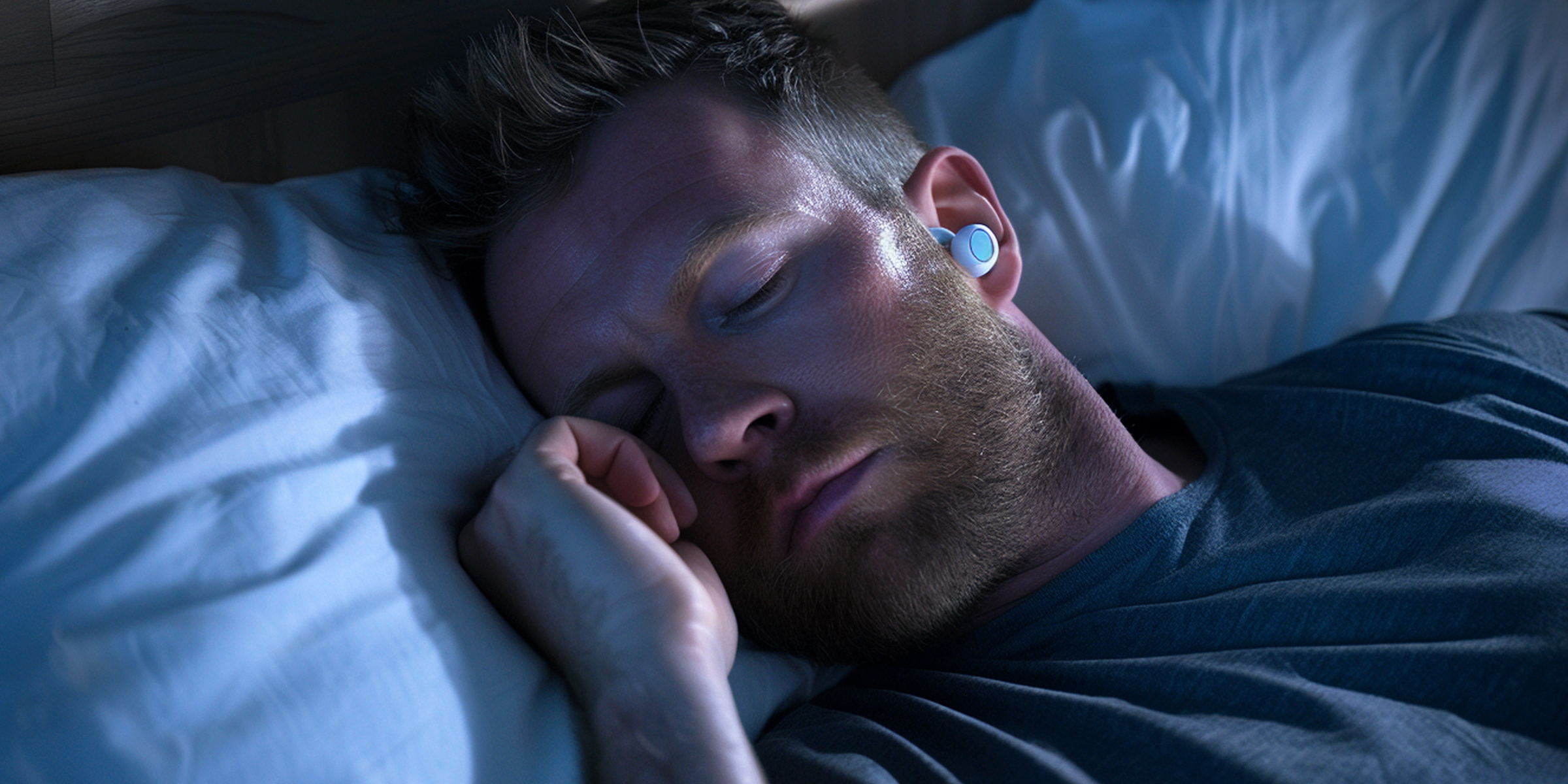 Mann schläft mit lärmunterdrückenden Kopfhörern | Quelle: AmoMama