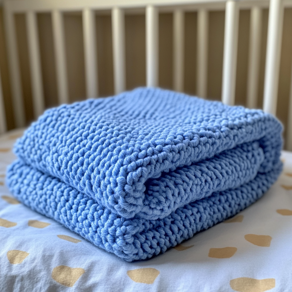 Eine blaue Strickdecke | Quelle: Midjourney