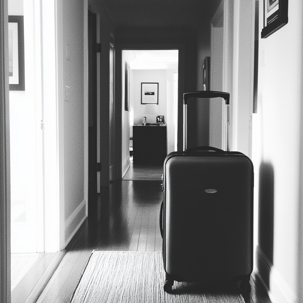 Ein Koffer steht in einem Flur | Quelle: Midjourney