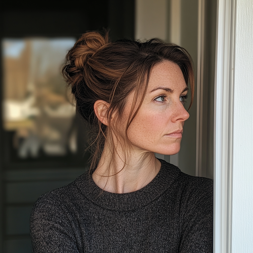 Eine Frau, die auf einer Veranda steht | Quelle: Midjourney