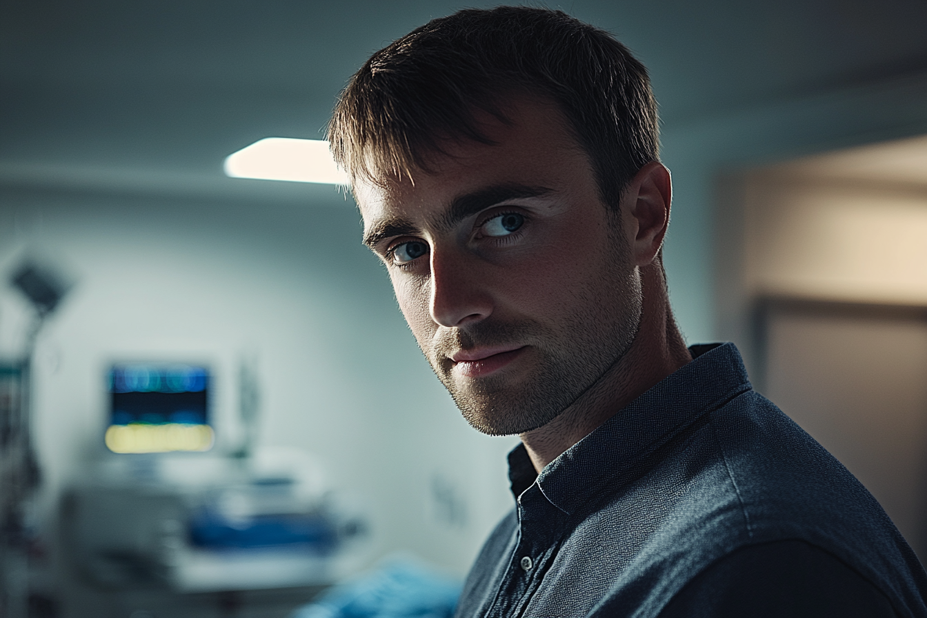 Ein Mann steht in einem Krankenhauszimmer | Quelle: Midjourney