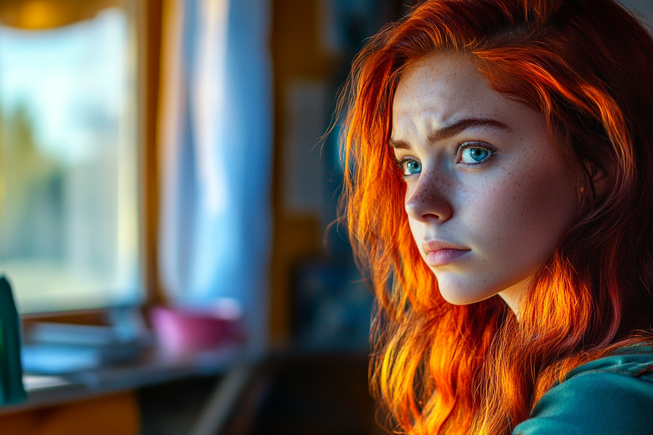Ein Teenager-Mädchen, das auf etwas starrt | Quelle: Midjourney