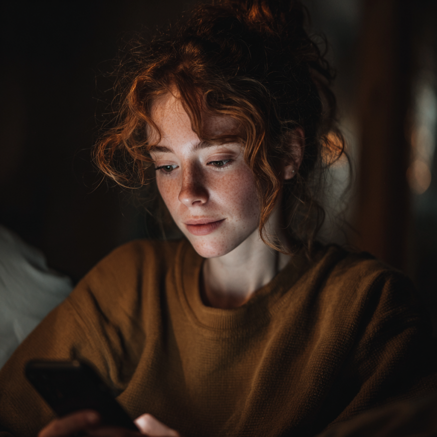 Eine Frau, die ihr Telefon überprüft | Quelle: Midjourney