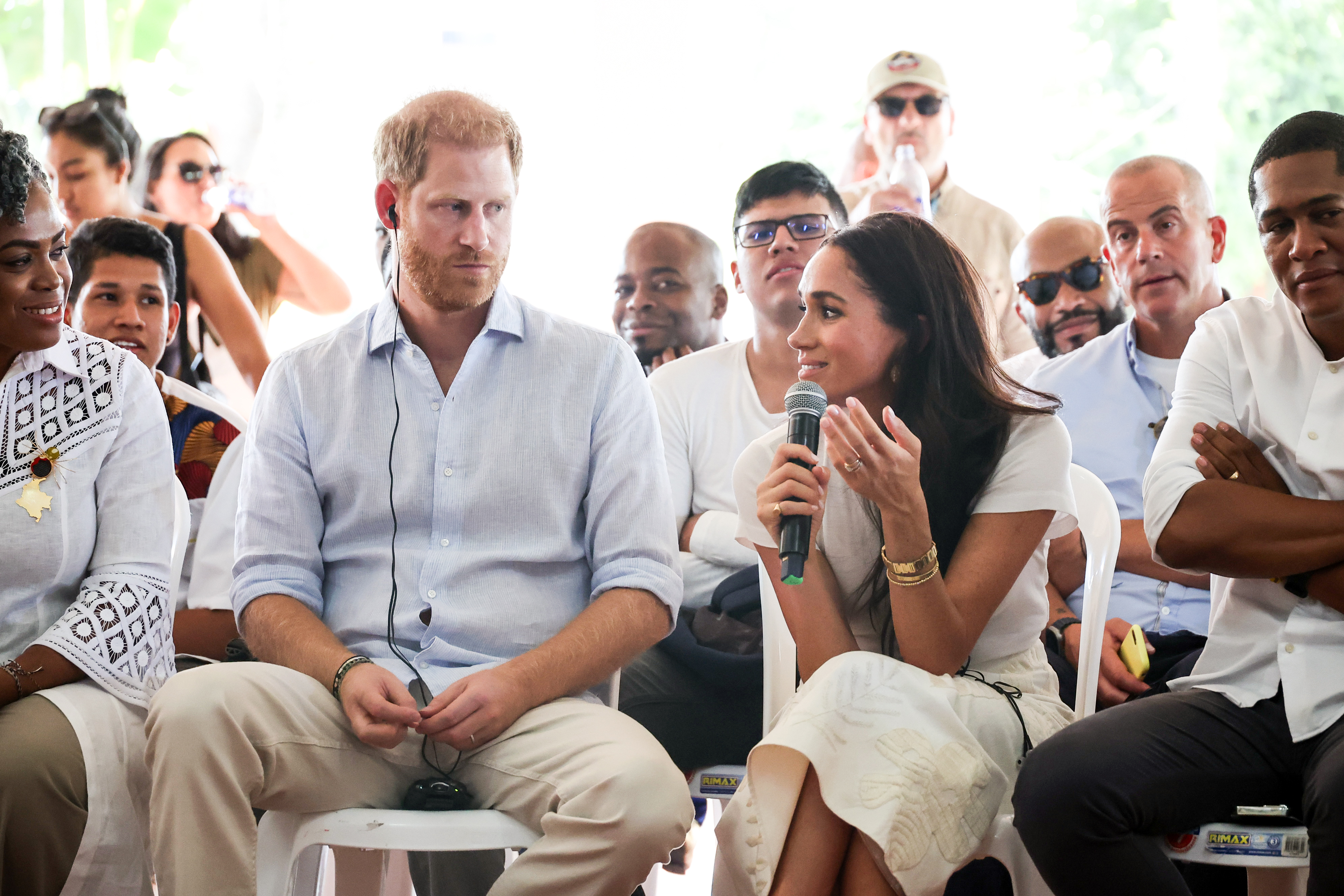 Prinz Harry und Meghan, Herzogin von Sussex, während ihrer Kolumbien-Tour am 18. August 2024 | Quelle: Getty Images