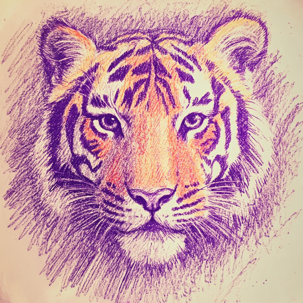 Eine Kinderzeichnung eines Tigers | Quelle: Midjourney