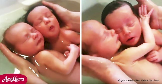 Diese süßen Zwillinge verstehen nicht, dass sie nicht mehr in der Gebärmutter sind, und ihre Reaktion wird viral