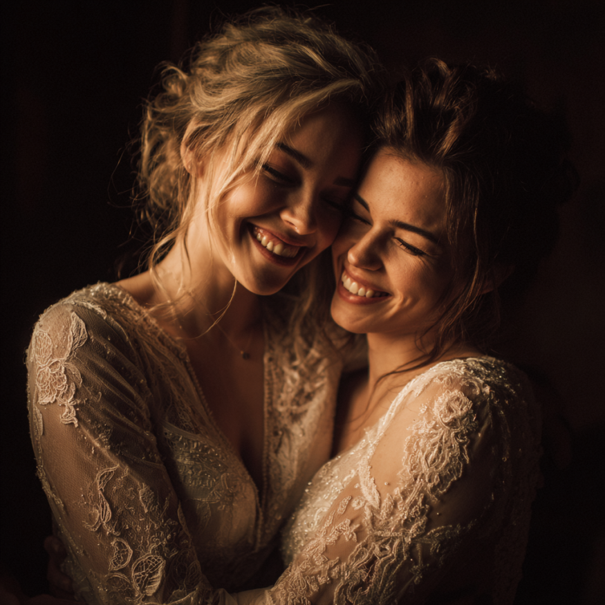 Zwei Frauen, die sich umarmen | Quelle: Midjourney