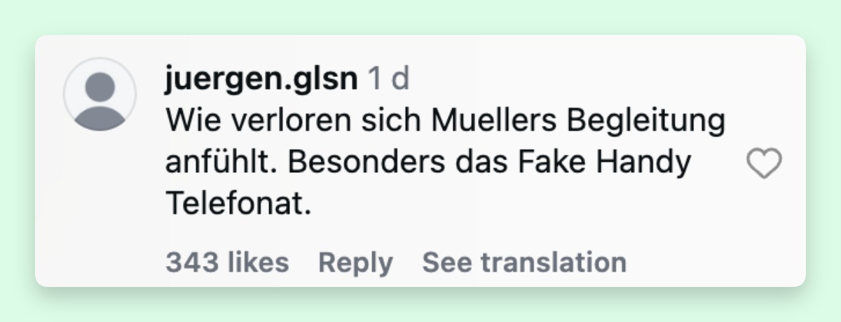 Einige Nutzer reagieren kritisch unter dem Video von Müller und seiner Begleitung | Quelle: Instagram
