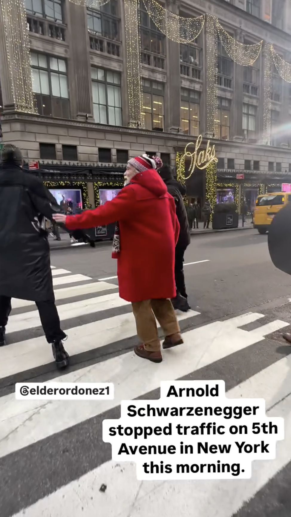 Arnold Schwarzenegger spaziert in New York City, gepostet am 16. Dezember 2024 | Quelle: Instagram.com/elderordonez1