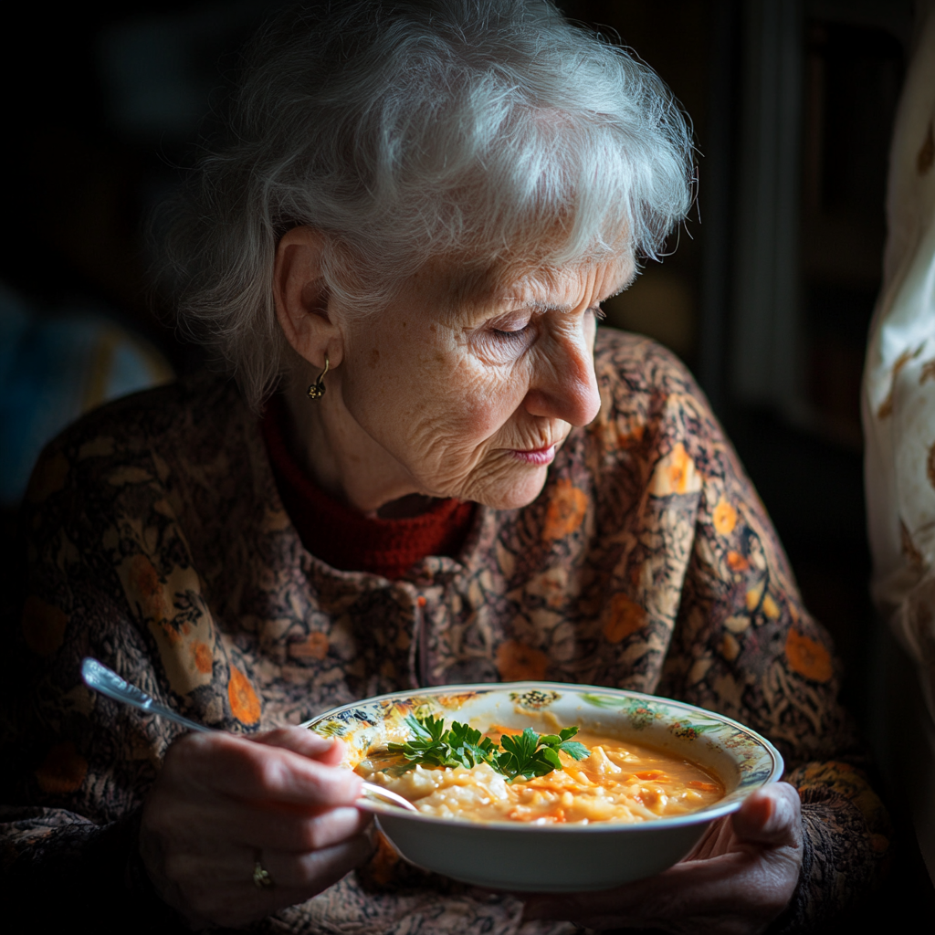 Eine Frau beim Abendessen | Quelle: Midjourney