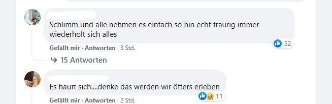 Die Facebook-Reaktionen der Menschen über die Messerattacke, die sich letzten Freitag in der Innenstadt von Würzburg ereignet hat. I Quelle: facebook.com/AmoMama.Deutschland/
