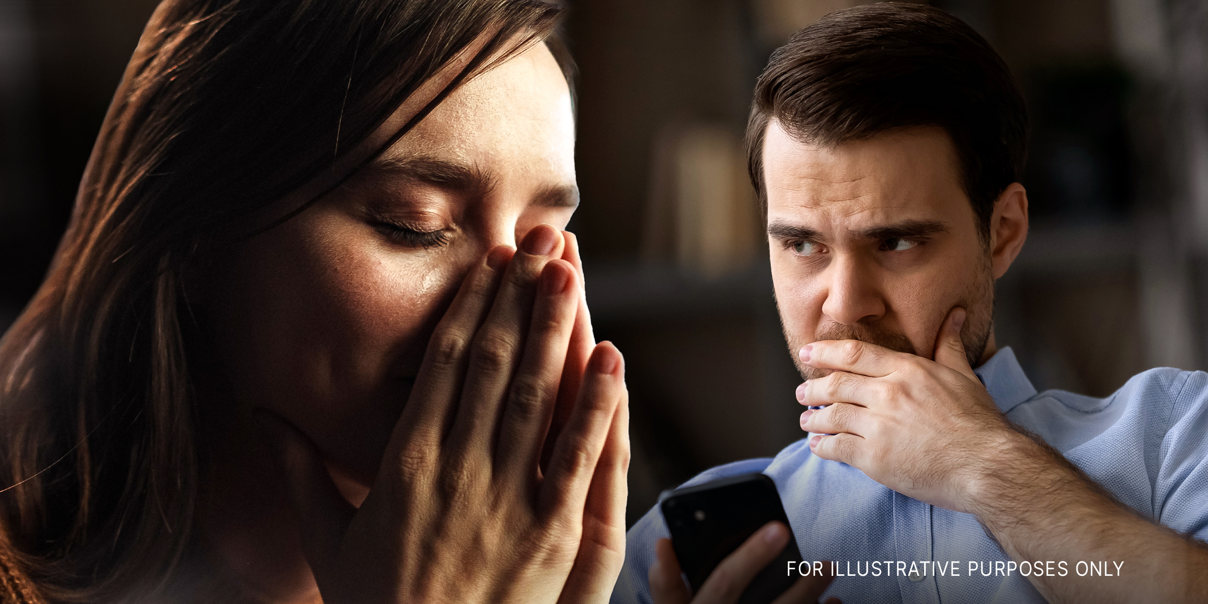 Frau mit Tränen in den Augen | Besorgter Mann | Quelle: Shutterstock