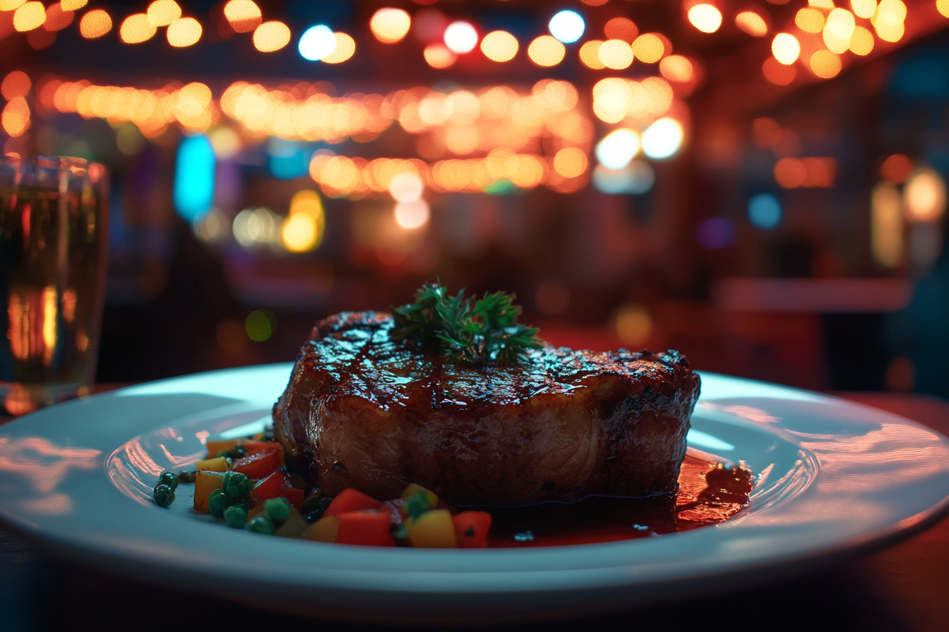 Teller mit Steak in einem Restaurant | Quelle: Midjourney