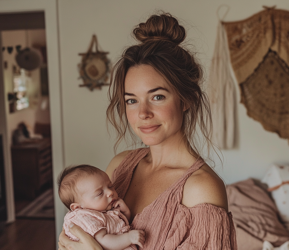Eine Frau hält ein Baby | Quelle: Midjourney