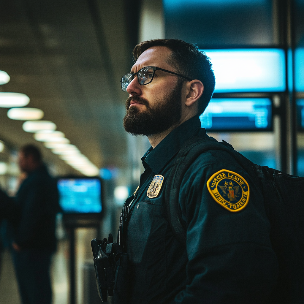 Ein TSA-Agent in einem Flughafen | Quelle: Midjourney