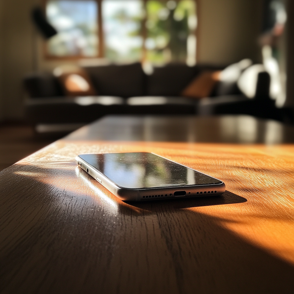 Ein Mobiltelefon auf einem Tisch | Quelle: Midjourney
