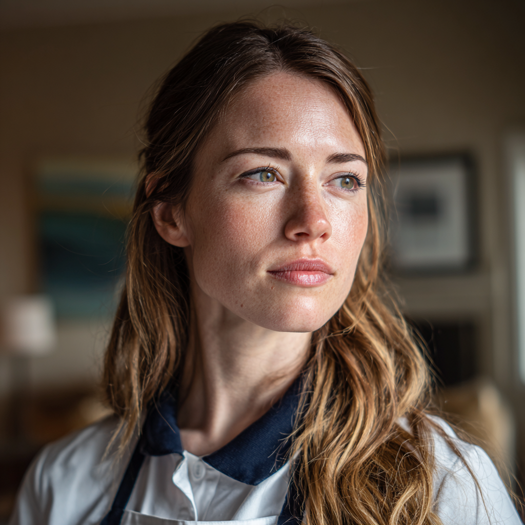 Eine Frau, die in einem Wohnzimmer steht | Quelle: Midjourney