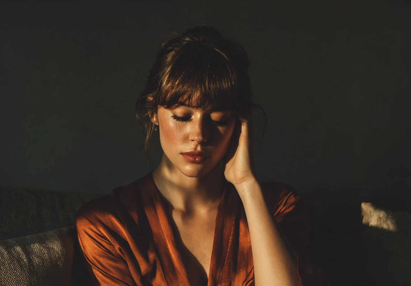 Eine Frau in einem feuerroten Gewand | Quelle: Midjourney