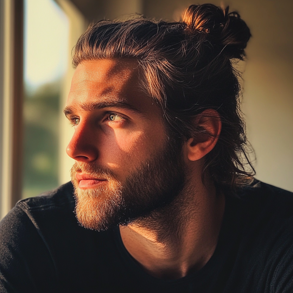 Ein Mann, der aus dem Fenster schaut | Quelle: Midjourney